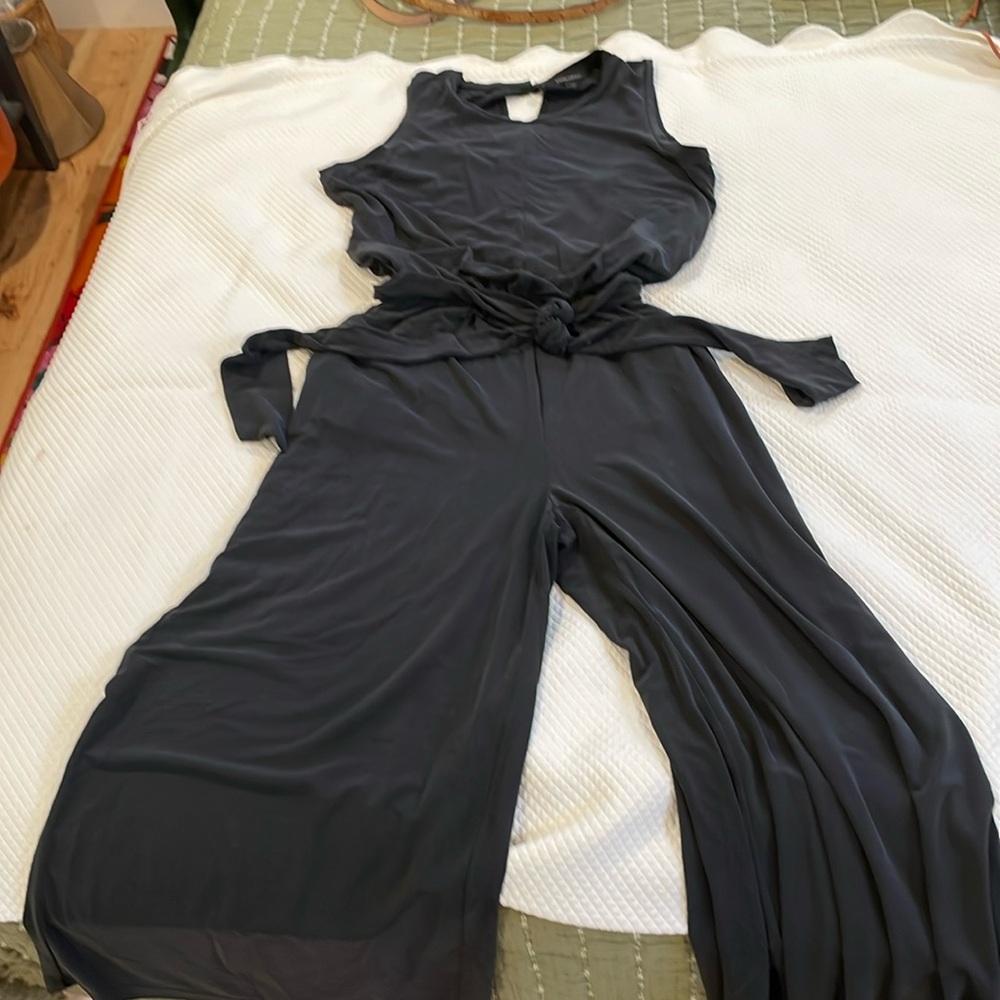 Banana Republic Poly Modal jumpsuit with pockets and self belt. Wide leg.